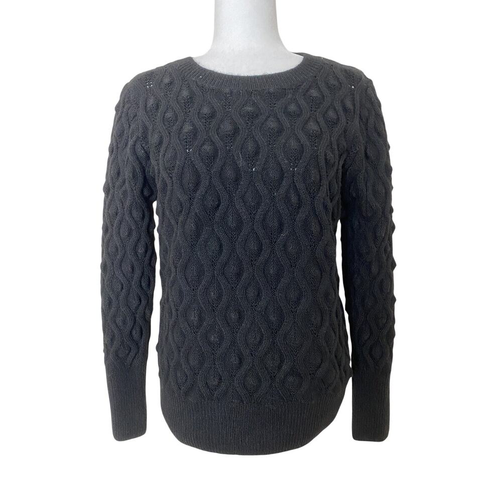 Sweet Romeo Popcorn Pullover Sweater in black size L women A003066